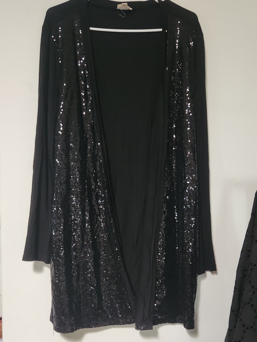 Med Black Sequin Open Cardigan